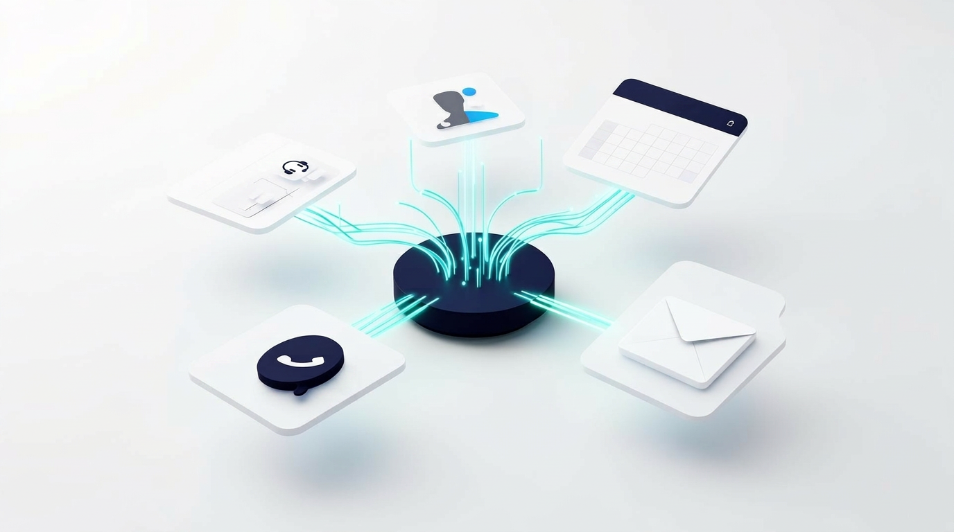 Ella connecting CRM, calendar, helpdesk, telephony and inbox apps into a single integration hub
